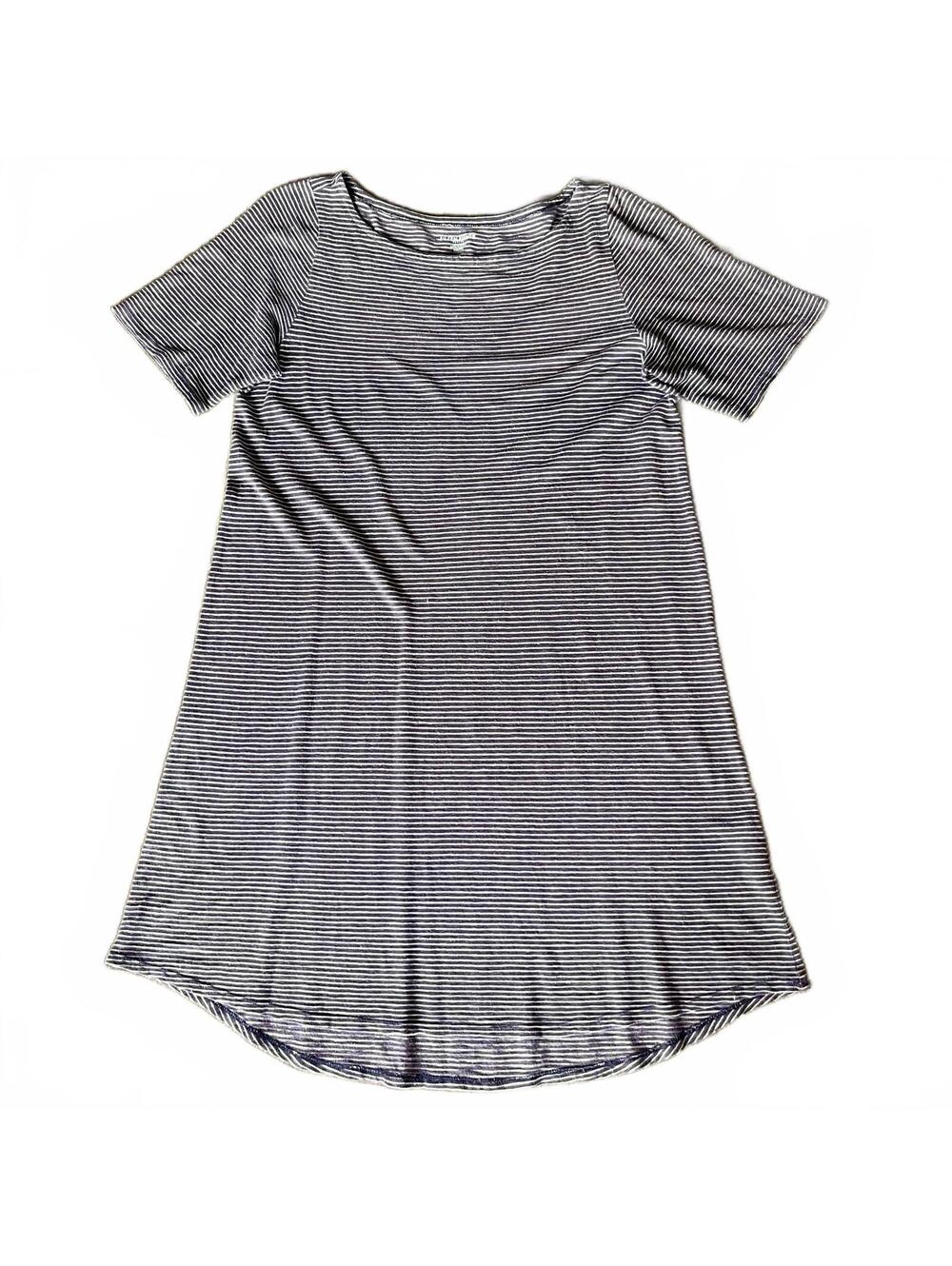 Eileen Fisher Tee Shirt Dress PM Purple Gray Organic Cotton Hemp Short Sleeve